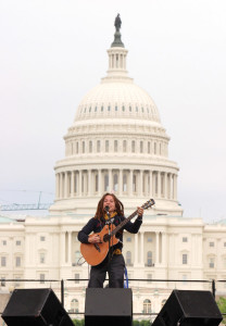 Ani DiFranco at the March for Women's Lives, 2004.  Photo by Susan Alzner