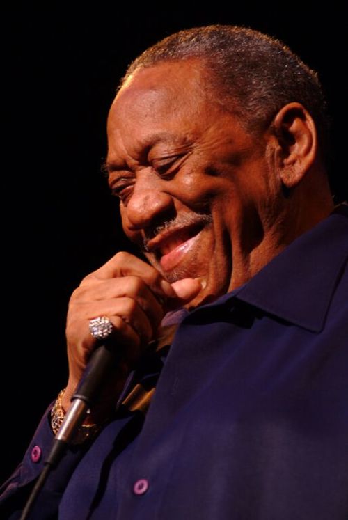 Bobby "Blue' Bland smiling during a performance in 2004.